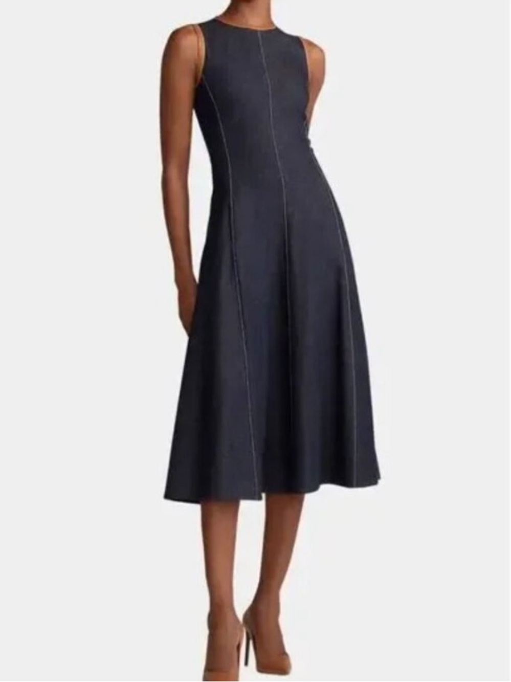 Ralph Lauren Collection Pauline Denim Midi Dress Size 2